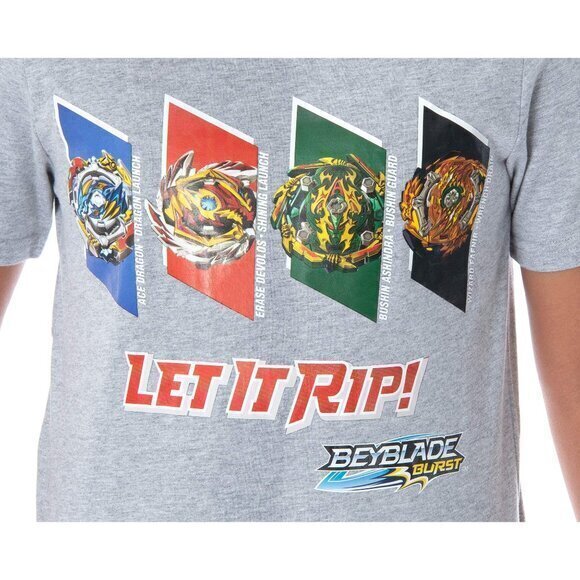 Boys' Gray BEYBLADE "Let It Rip!" T-Shirt Size 8 - Picture 2 of 10